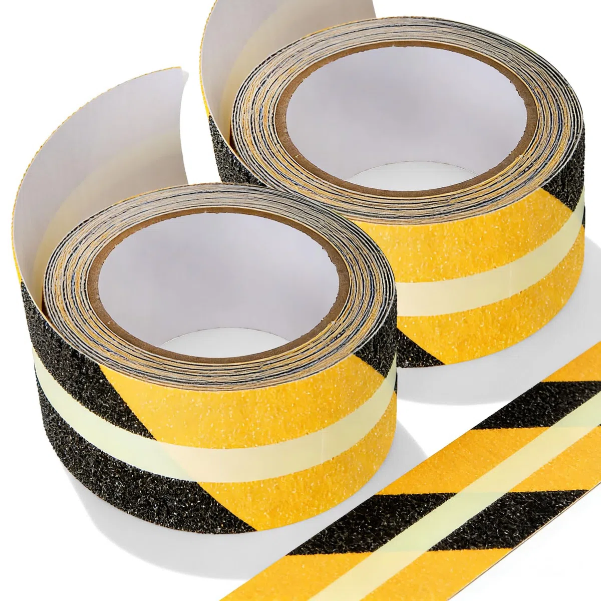 2 Pezzi Nastro Antiscivolo per Gradini Strisce Antiscivolo per Scale Esterne Fluorescente Autoadesivo Nastro di Segnalazione per Scale, Gradini, Rampe e Pavimenti, 5 m x 5 cm, Nero e Giallo