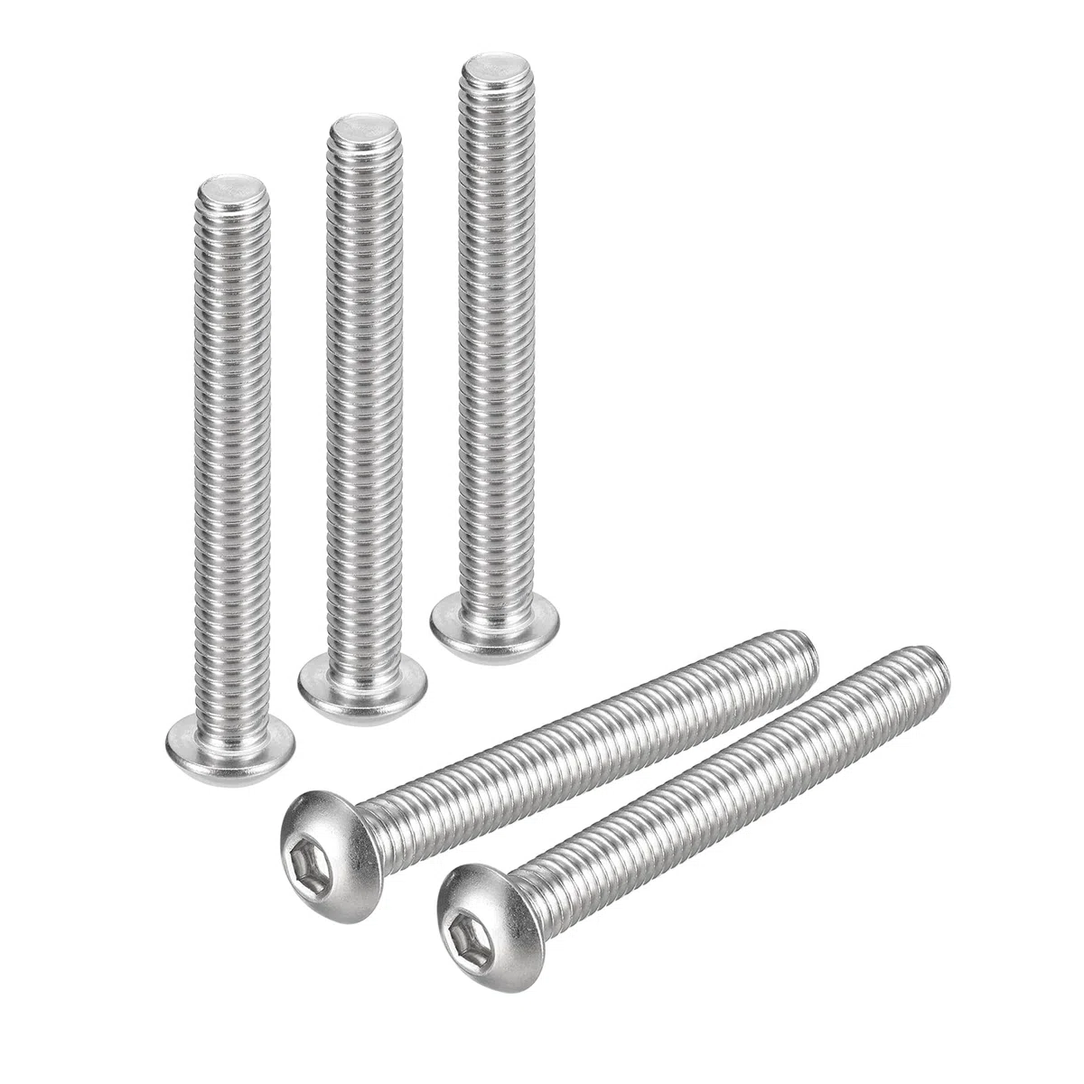 QUARKZMAN 3/8-16x3" Bottone Testa Viti Presa Cappuccio, 5pz 304 Acciaio Inox Fissaggio Bullone Esagonale Viti, Completo Filetto Viti Guida Esagonale