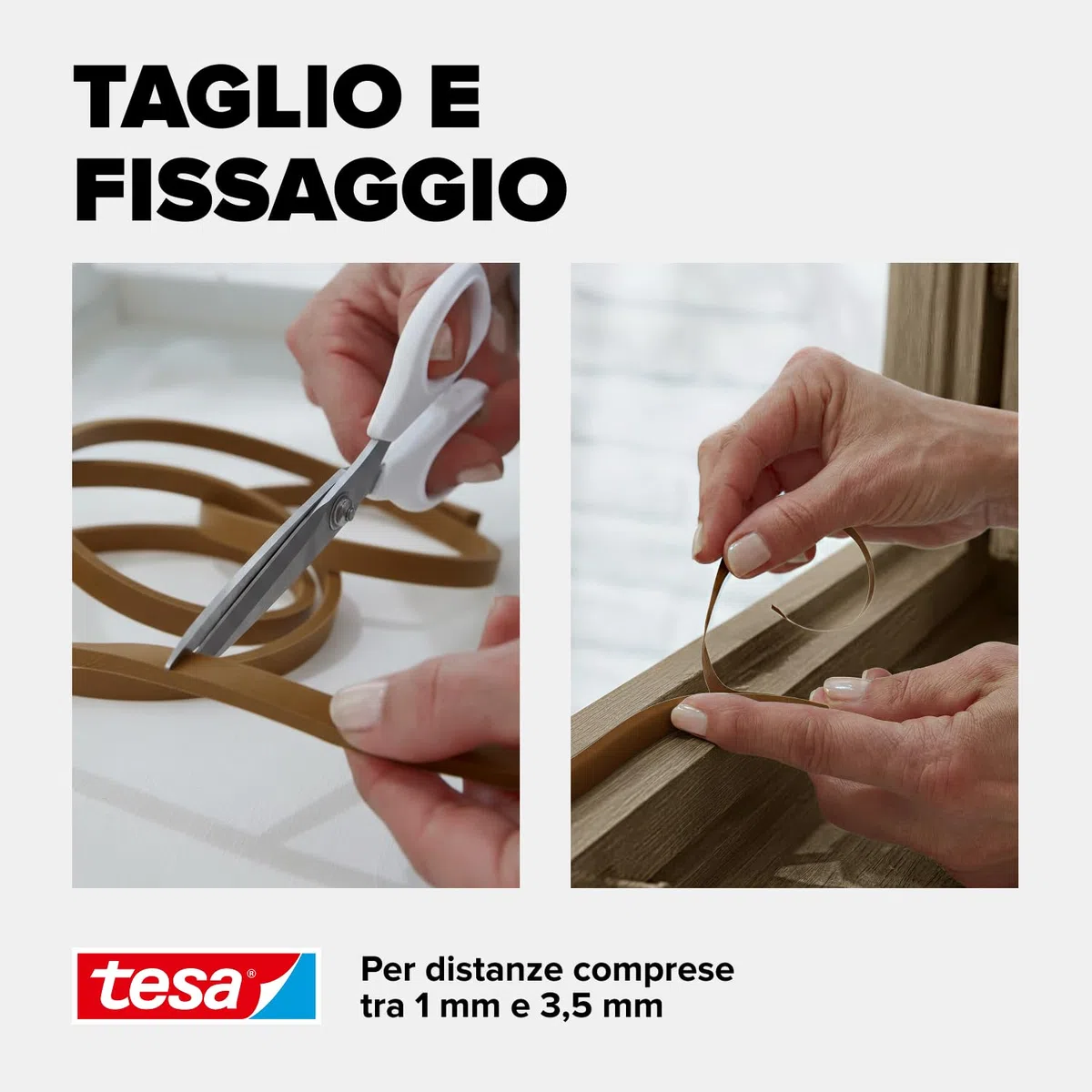 Tesa Moll E-Profile Seal - Gomma Sigillante per L'Isolamento degli Spazi tra Porte e Finestre - Marrone - 25 m x 9 mm x 4 mm