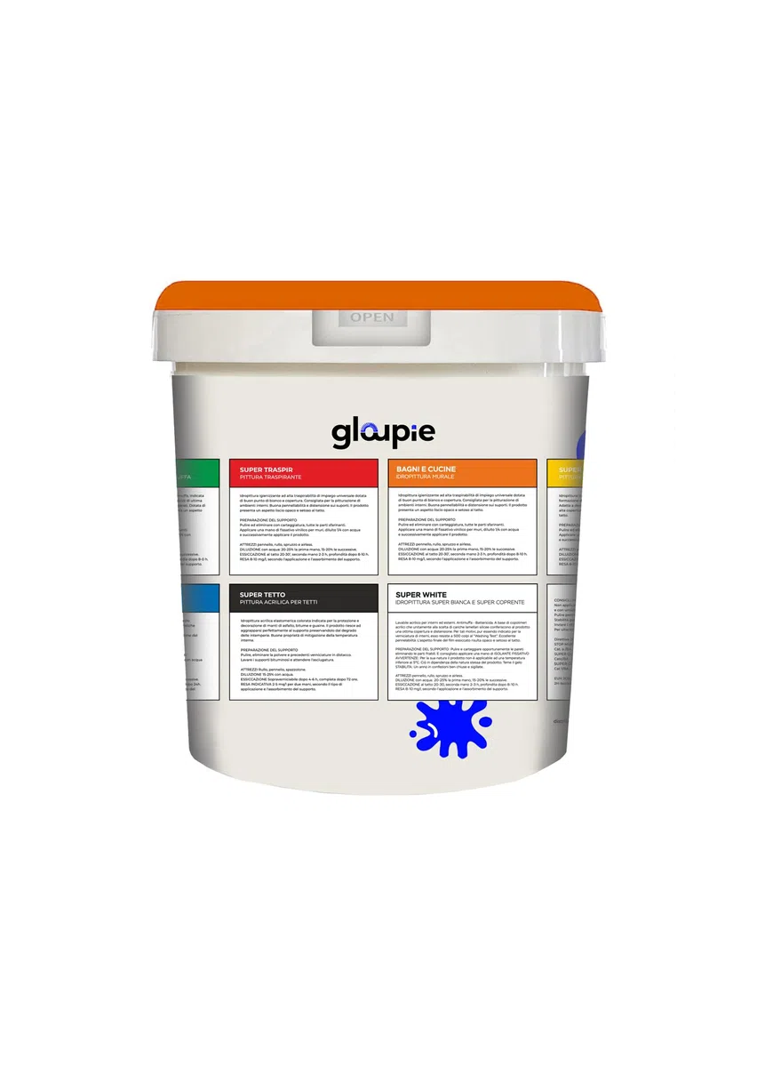 GLOUPIE BAGNI E CUCINE Pittura All'Acqua Traspirante Per Pareti Di Bagno E Cucina, 5 Litri, Bianco, Made In Italy