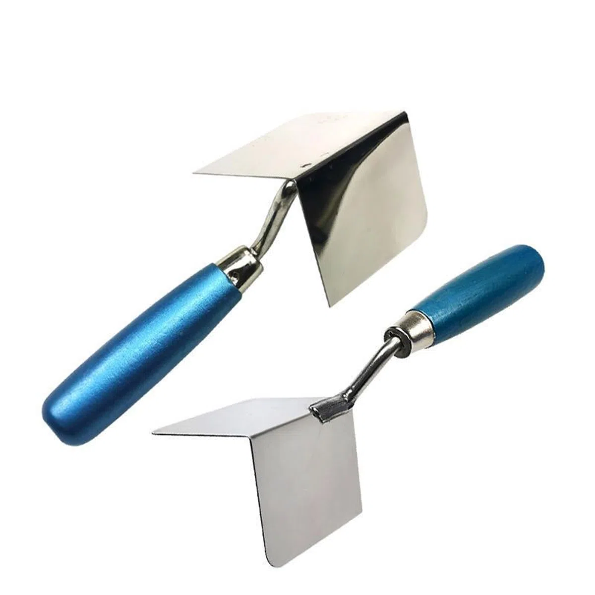 2 pezzi Spatole Angolari, Spatole Angolari Antiruggine, Cazzuola Angolare in Acciaio Inox, 80 x 60 mm Cazzuole per Angoli Interni ed Esterni, adatta per lavori negli angoli (blu)