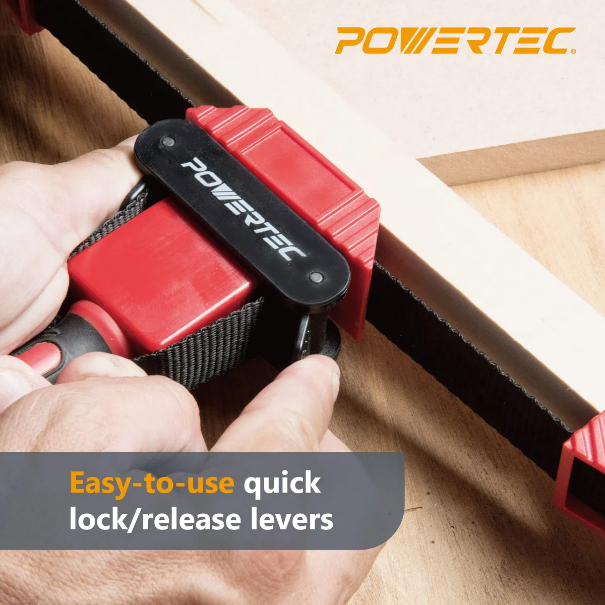 POWERTEC 71122 Deluxe Polygon Quick Release Band Clamp | Supporto per cinghia di bloccaggio del telaio per la lavorazione del legno