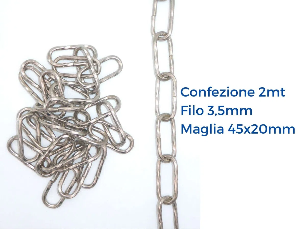 2mt catena ritorta cromata per lampadario Filo 3,5mm Maglia 45x20mm