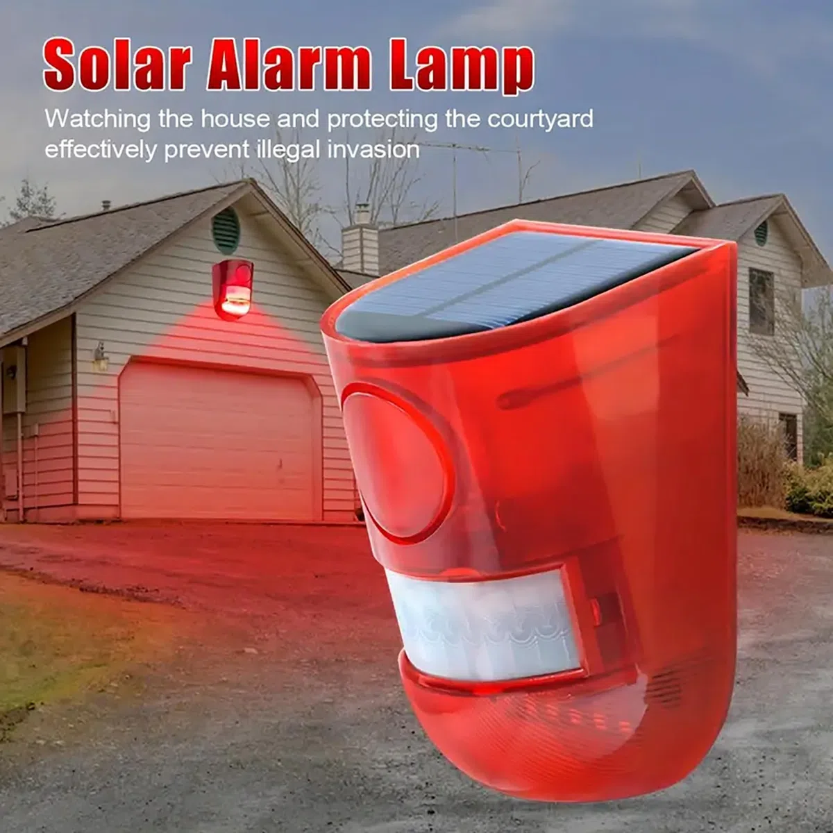 Sound & Light Alarm Motion Sensor 110 Decibels Siren Sound Alert & 6 LED Flash Warning Strobe Security Alarm System for Farm Villa