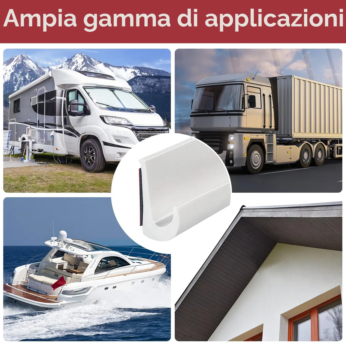 Grondaia J Shape, 23 mm, Autoadesiva in PVC, per auto, camion, camper, barca, furgoni, porte (bianco, 5 m)