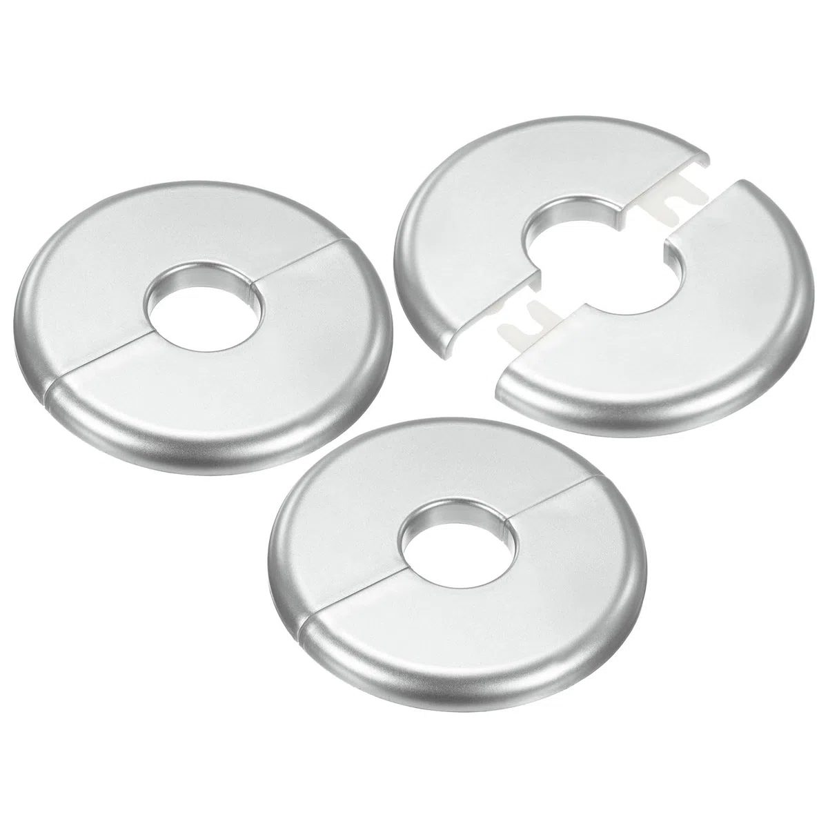 M METERXITY 3 Pcs Flangia Divisibile Da Parete, ABS Rotondo Autoadesivo Copripiastra Anello Per Accessori/Tubo Pavimento/Soffitto Diametro 20mm/0.79 Pollici [Argento, 7mm/0.28 Pollici H]