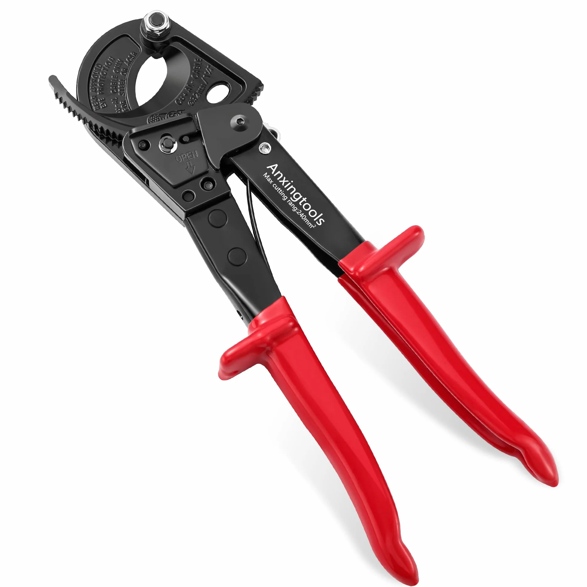 Tagliacavi a cricchetto, Anxingtools HS325 Tagliafili per impieghi gravosi per cavi in rame e alluminio fino a 240 mm², tagliacavi a cricchetto (HS325)