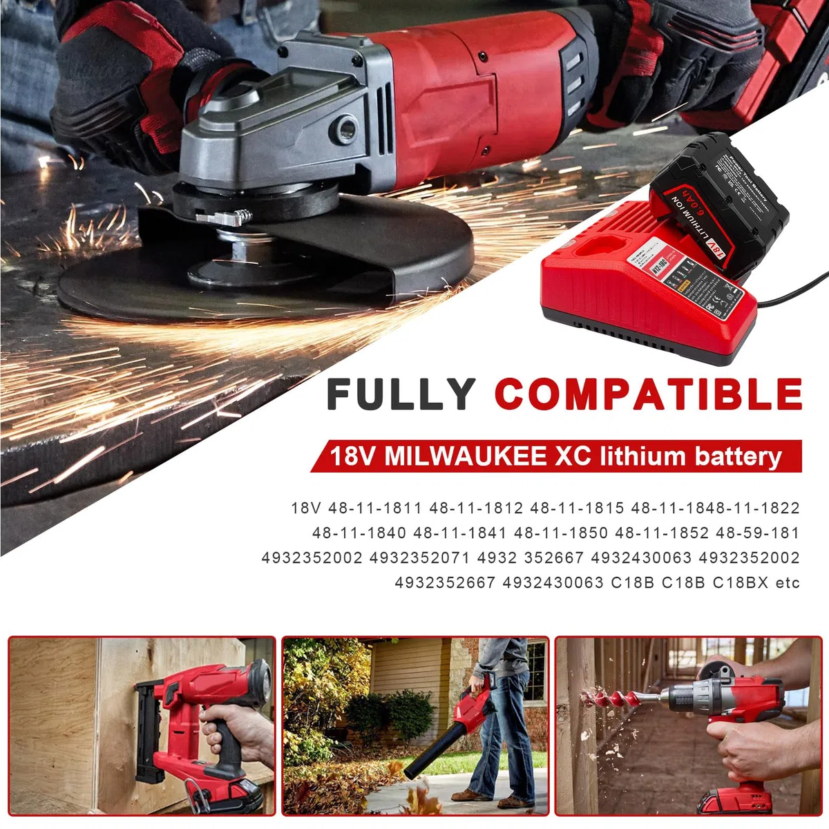 ASUNCELL Caricabatterie M12 & M18 per batterie Milwaukee M18, doppia porta per Milwaukee M12 e 18 V