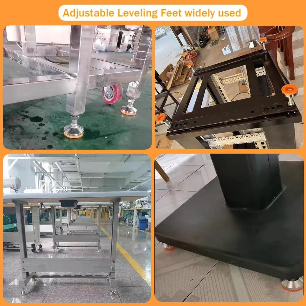 Piedini Livellatori Resistenti, Filettatura M12 Regolabile, Base da 2,36", Capacità 1300 lb, per Banco da Lavoro, Macchina, Mobile (Arancione, D60xM12x50)