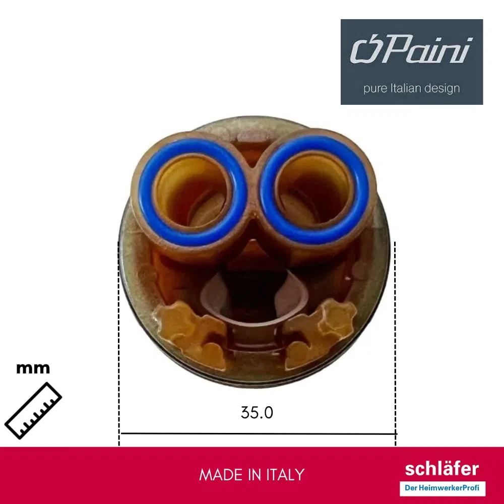 Schläfer 4500335 - Cartuccia di Ricambio Miscelatore Paini, 53CC956GMD, Galatron GMDA C1 - D.35, Alta (35mm x H 730mm) 2 piedini per Rubinetto Bagno e Cucina, Kit Riparazione Antigoccia