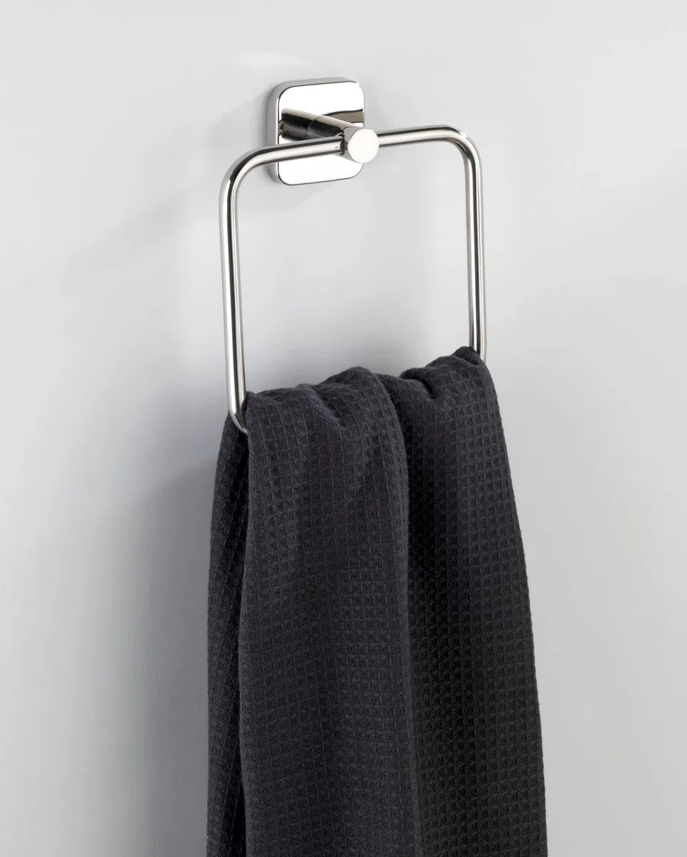 WENKO Anello per asciugamani Mezzano - Portasalviette, Acciaio inossidabile, 16 x 18 x 5.5 cm, Lucido