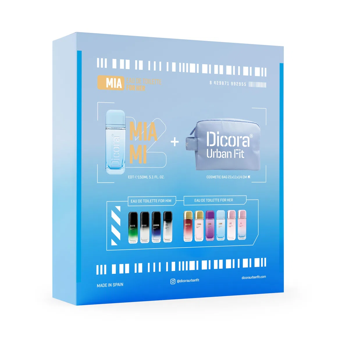 DICORA URBAN FIT Uf Set Miami For Her EDT 150Ml+Neceser per chi cerca una fragranza distintiva, per un profumo elegante e duraturo, 150ml