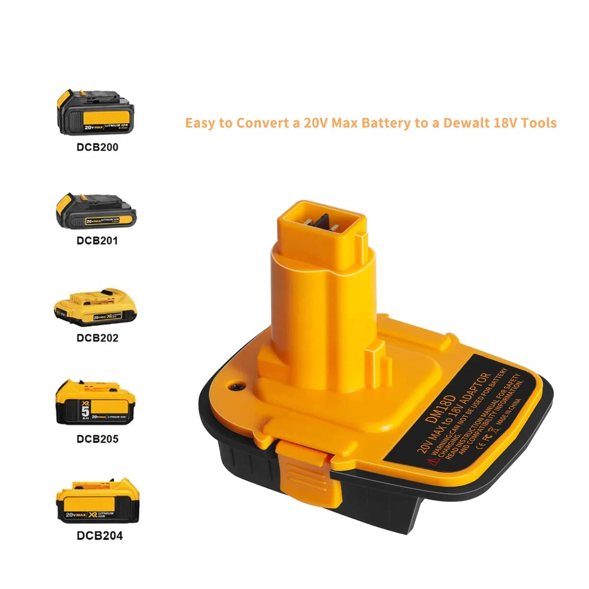 Adattatore batteria DM18D con USB, compatibile con strumenti Dewalt 18V. Converti per DeWalt 20V e per batteria al litio Milwaukee M18 a utensili a batteria NiCad e NiMh