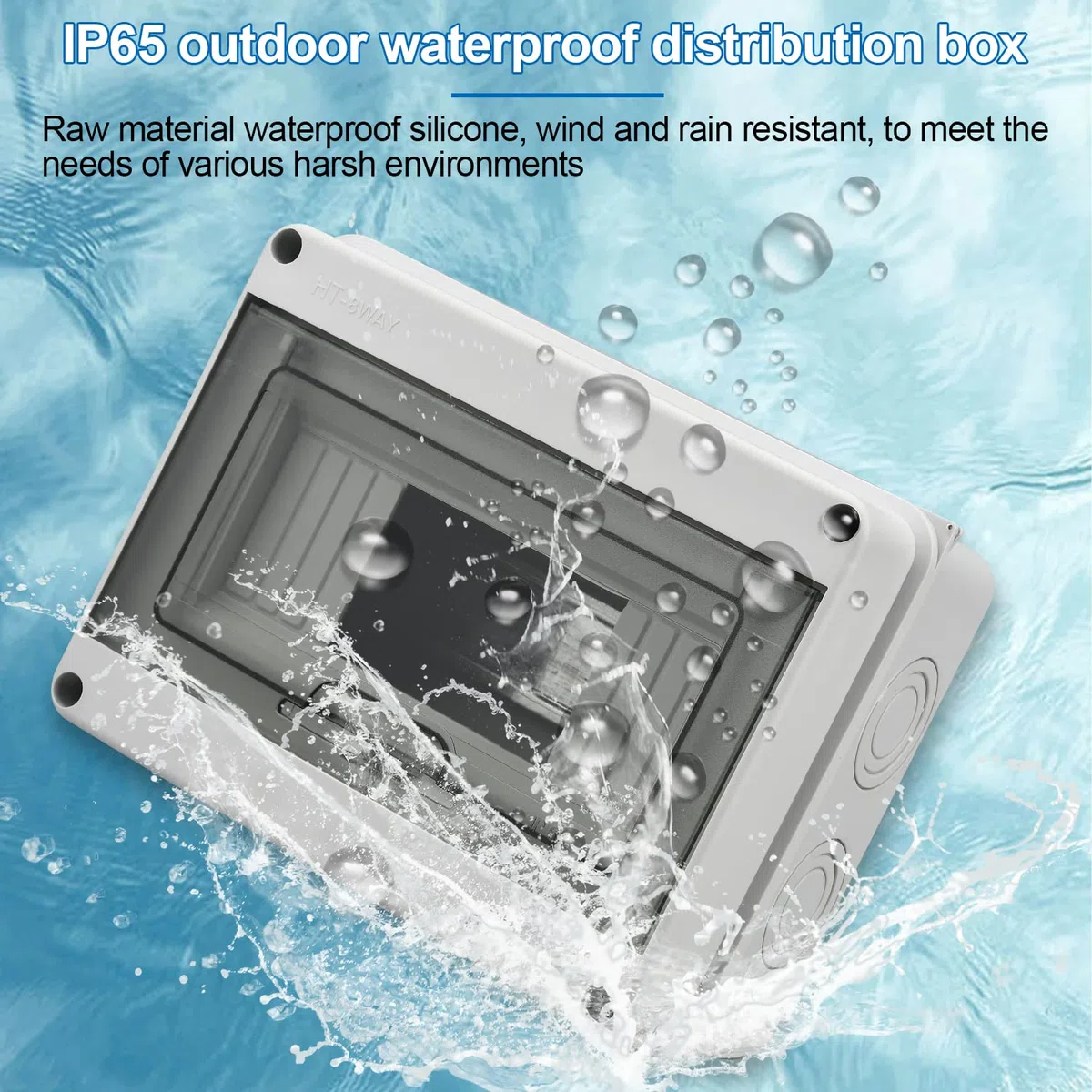Quadro Elettrico Esterno, 8 Moduli Scatola Stagna IP65, Con 4 Terminali, 2 Connettori, per Esterni, Giardini, Stazioni di Ricarica, siti Industriali (8 Moduli)