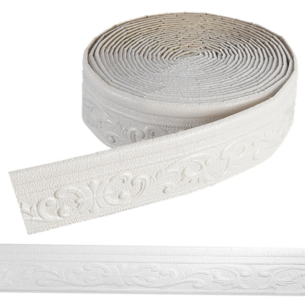 Modanatura Adesiva per Pareti, 7,8 cm x 10 m Greca Adesiva per Parete, Bordo Adesivo per Pareti, 3D Rimovibili Bordo per Carta da Parati per Cucina Bagno per Specchio Linee Murali (Bianco)