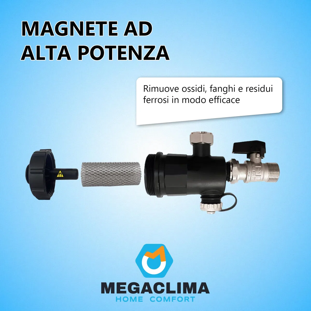 Filtro Defangatore Magnetico 3/4" con Valvola Universale | Per Caldaie a Condensazione | Magneti 11000 Gauss | Antimpurità | Facile da Installare ESMAGT02PR