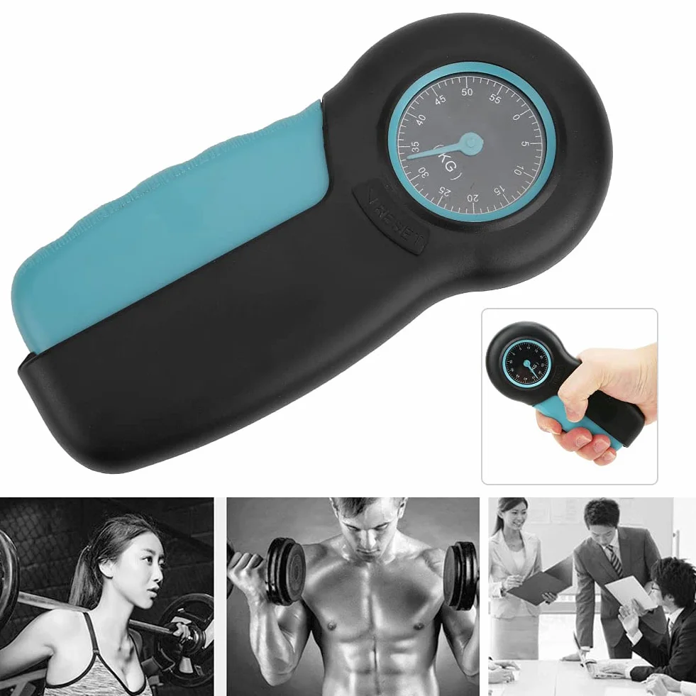 Dinamometro Manuale, Misuratore Meccanico della Forza della Presa, Misuratore della Presa della Mano per Misuratore della Forza della Presa, Dinamometro Forza Muscolare(Nero Blu)