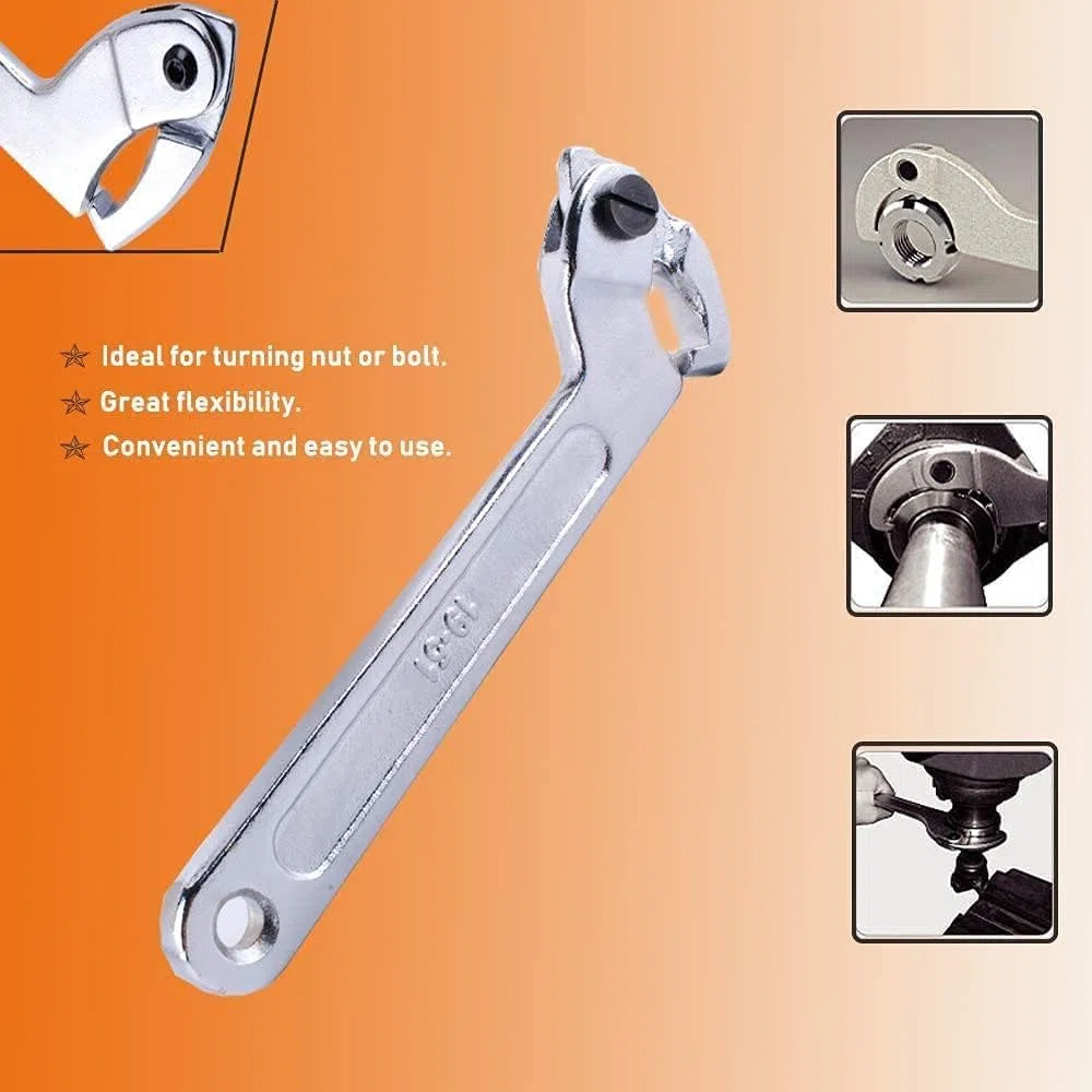 Poweka Chiave, Chiave a C Regolabile a Gancio, 3/4-2" (19-51Mm),Set di Chiavi 2-4 3/4" (51-121Mm) per il Serraggio di Collari, Controdadi e Dadi Laterali su Cuscinetti