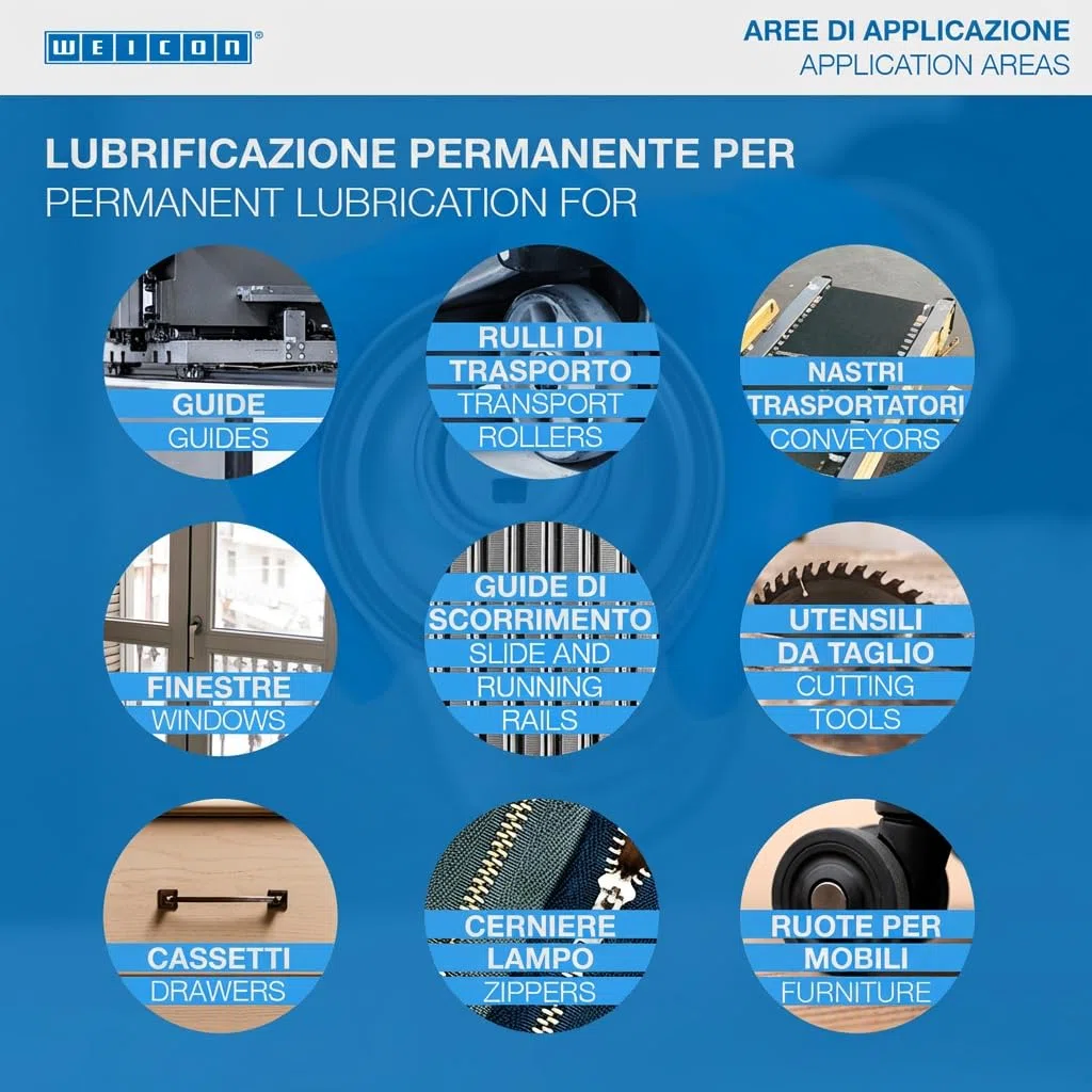 WEICON PTFE Spray 400 ml di lubrificante secco resistente al calore con effetto antiaderente