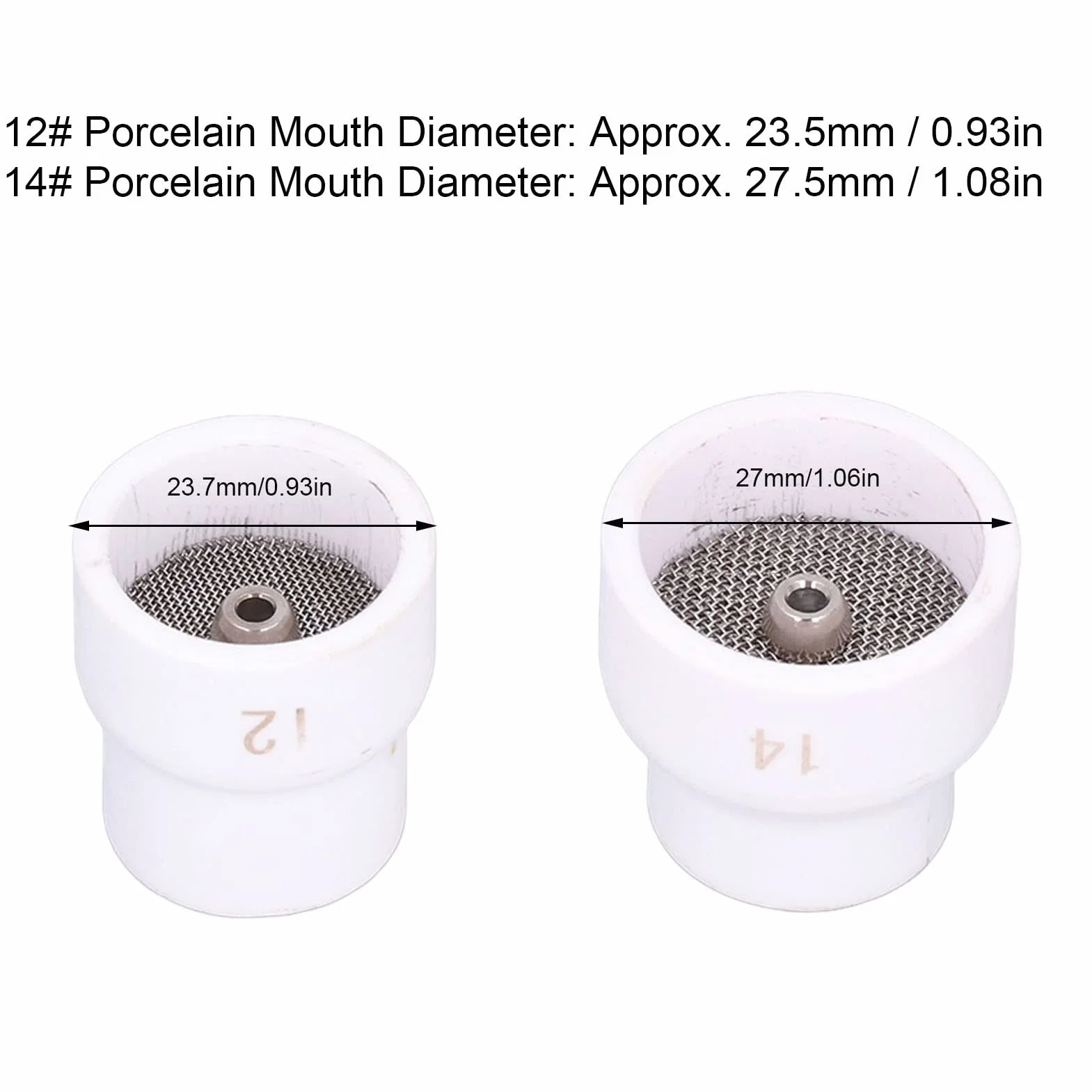 2 Pezzi Tazza per Saldatura TIG, Tazza per Saldatura in Ceramica 12#/14# Kit di Accessori per Ugelli in Ceramica per WP9/17/18/20/25/26 (Bianco)