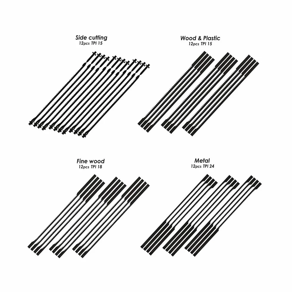 XLJP 48 pz/pacco 105 mm 4 pollici Lama for sega da scorrimento Pin End for Dremel Moto-Saw MS20 MS20-01 MS51-01 MS52-01 MS53-01 15/18/24 TPI