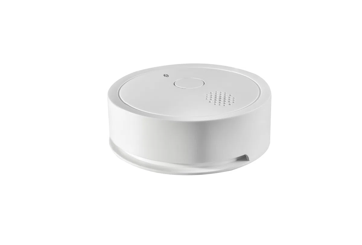 Shelly Plus Smoke, Rivelatore di Fumo Wi-Fi e Bluetooth, Allarme Antincendio, Sensore Fotoelettrico, Durata Batteria 5 Anni, EN 14604, Notifica Immediata, Alexa, Google Home, iOS Android