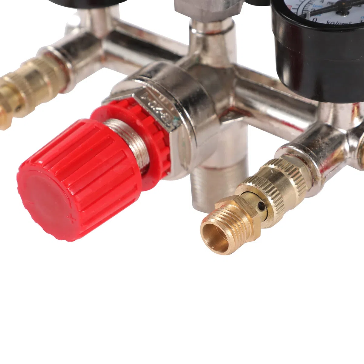 ORAZIO Interruttore di Controllo della Pressione del Compressore d'Aria G1/4" con Doppia Uscita e Valvola di Sicurezza Regolatore di Manometri Accessorio per Utensili Pneumatici