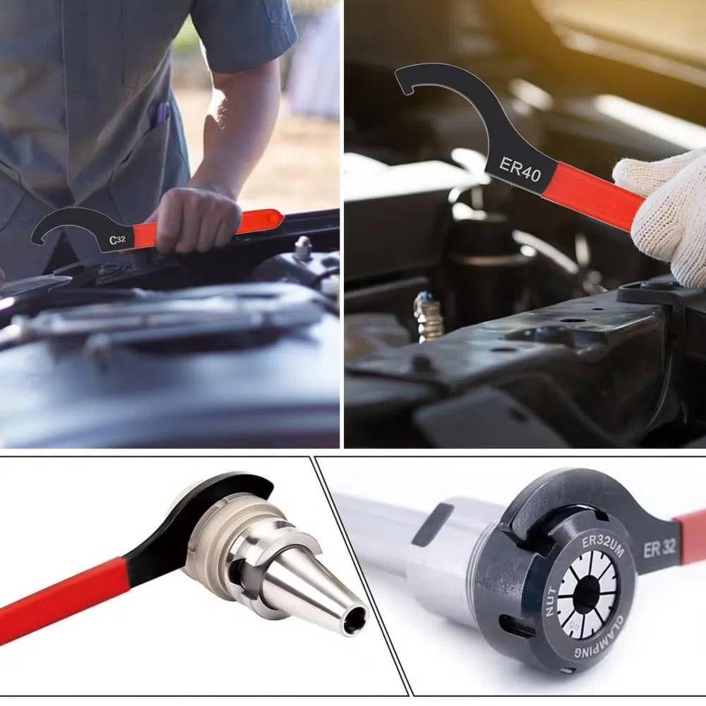 Set di 6 Chiave a Gancio C Chiave a Settore Regolabile Chiaves Ammortizzatore Moto per Sistema di Sospensione Realizzato in Acciaio ad Alto Tenore di Carbonio