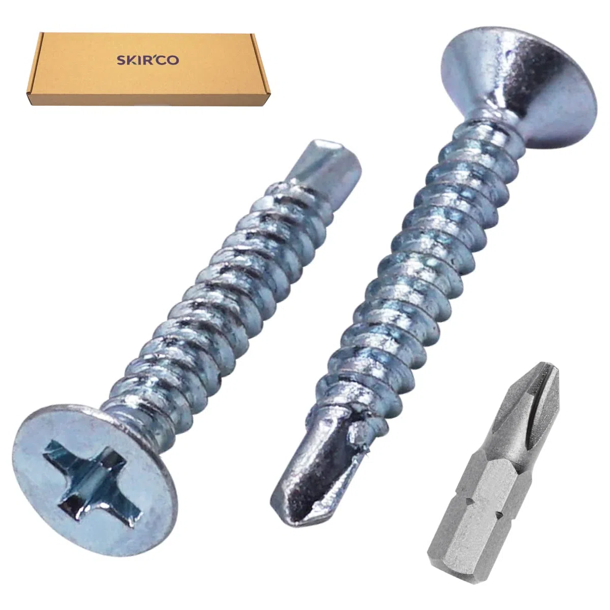 SKIR'CO (500 pezzi) DIN 7504 P acciaio zincato 3,5 x 25 mm viti autoperforanti per metallo, vite in lamiera, testa svasata
