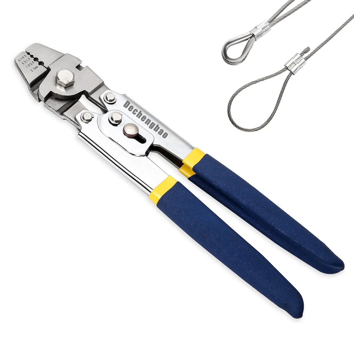 Pinza per crimpare lenze da pesca fino a 2,2 mm, in acciaio inox resistente