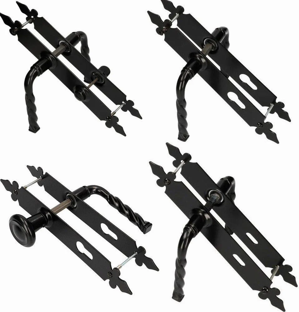 KOTARBAU Maniglia per porta, 90 mm, PZ/BB, colore nero, universale, per interni ed esterni, in ferro battuto, antiruggine (BB)