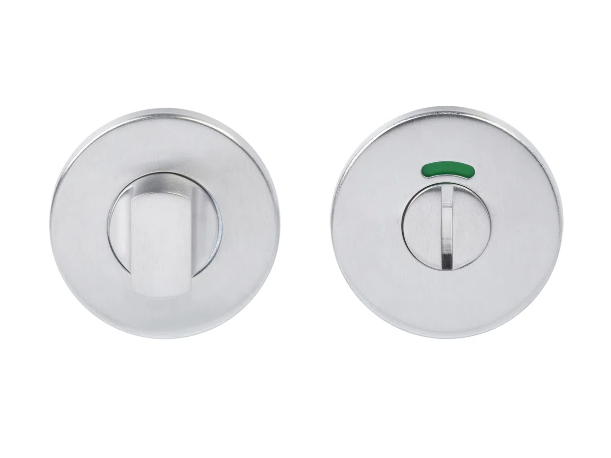 Yale Set di maniglie L 90 in acciaio inossidabile per porta con nottolino per chiusura privacy 35-S1L9-RRWC-88-3101, satinate, design moderno, adatto per porte interne ed esterne