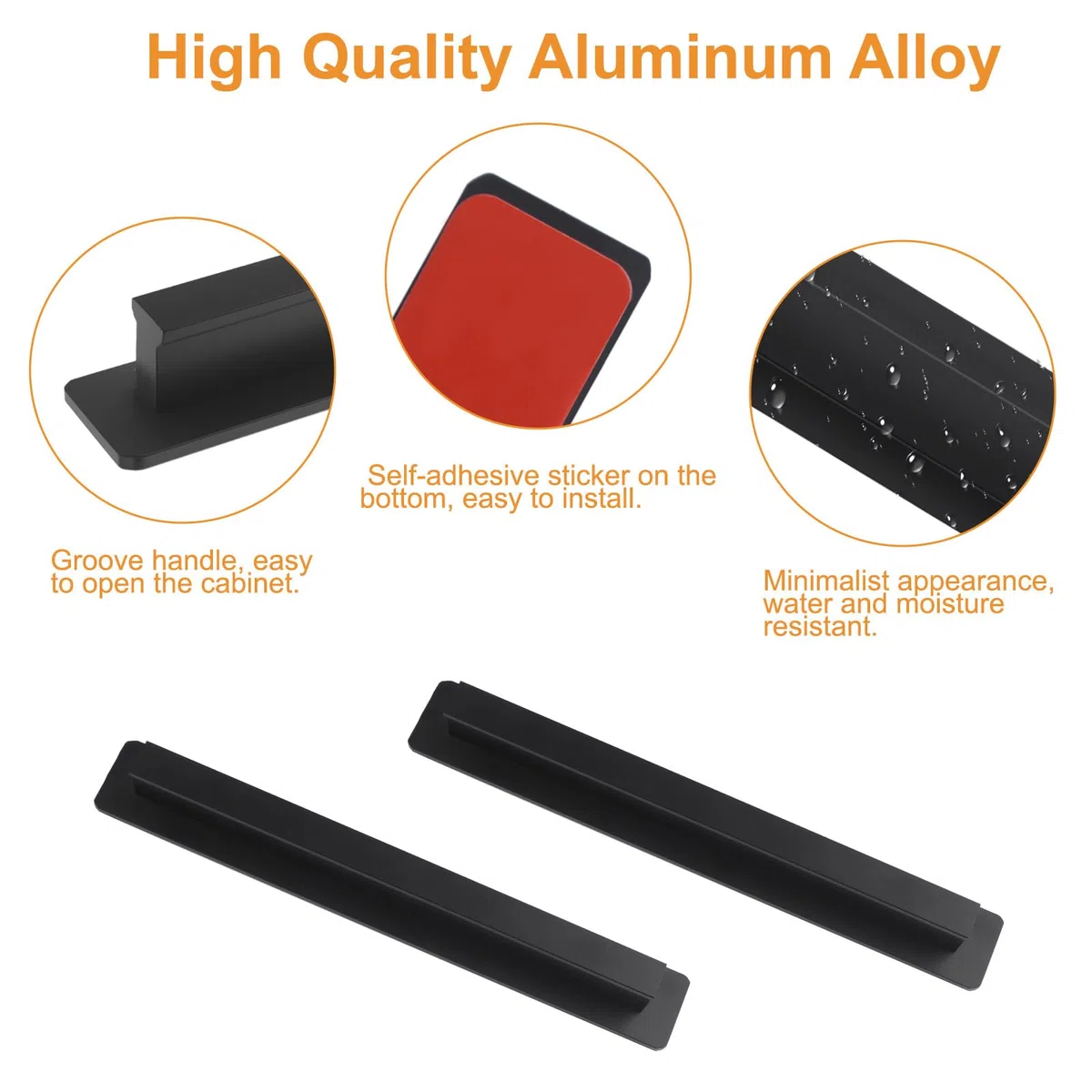 MOROBOR Maniglie adesive adesive, 2 pezzi da 180 mm in lega di alluminio, maniglie per porte scorrevoli per finestre, cassetti, armadietti