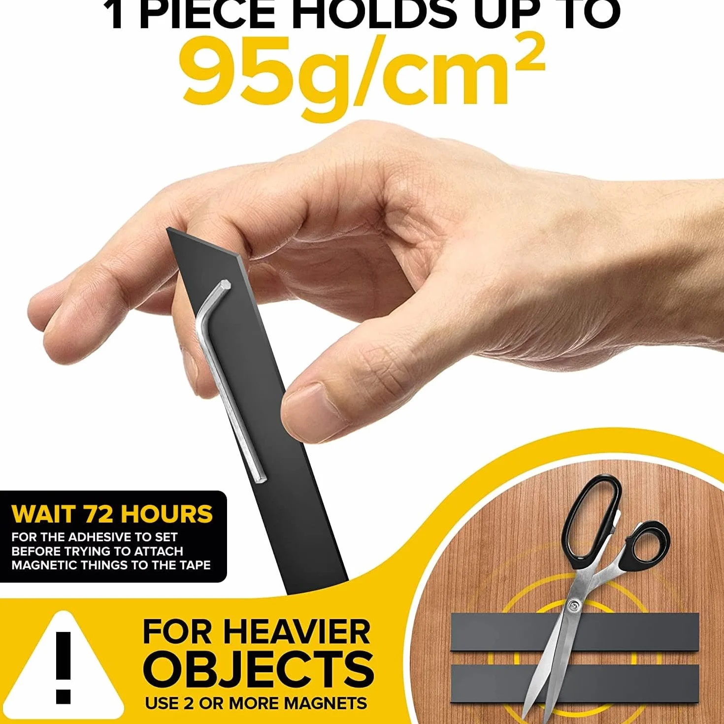 X-bet MAGNET Strisce magnetiche con supporto adesivo - Nastro magnetico per artigianato - Strisce magnetiche per utensili e coltelli per cucina, garage e giardino - Striscia magnetica (6 pezzi)