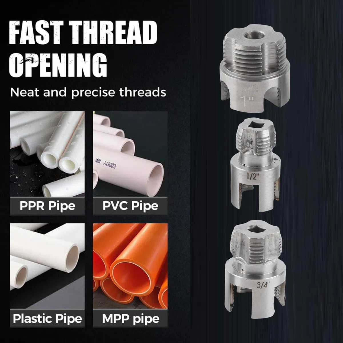 Utensile per Filettare Tubi Taglio Efficiente e Pulito del Filetto PVC PPR Riparazioni Plastica Progetti per Esterni G1/2 G3/4 G1