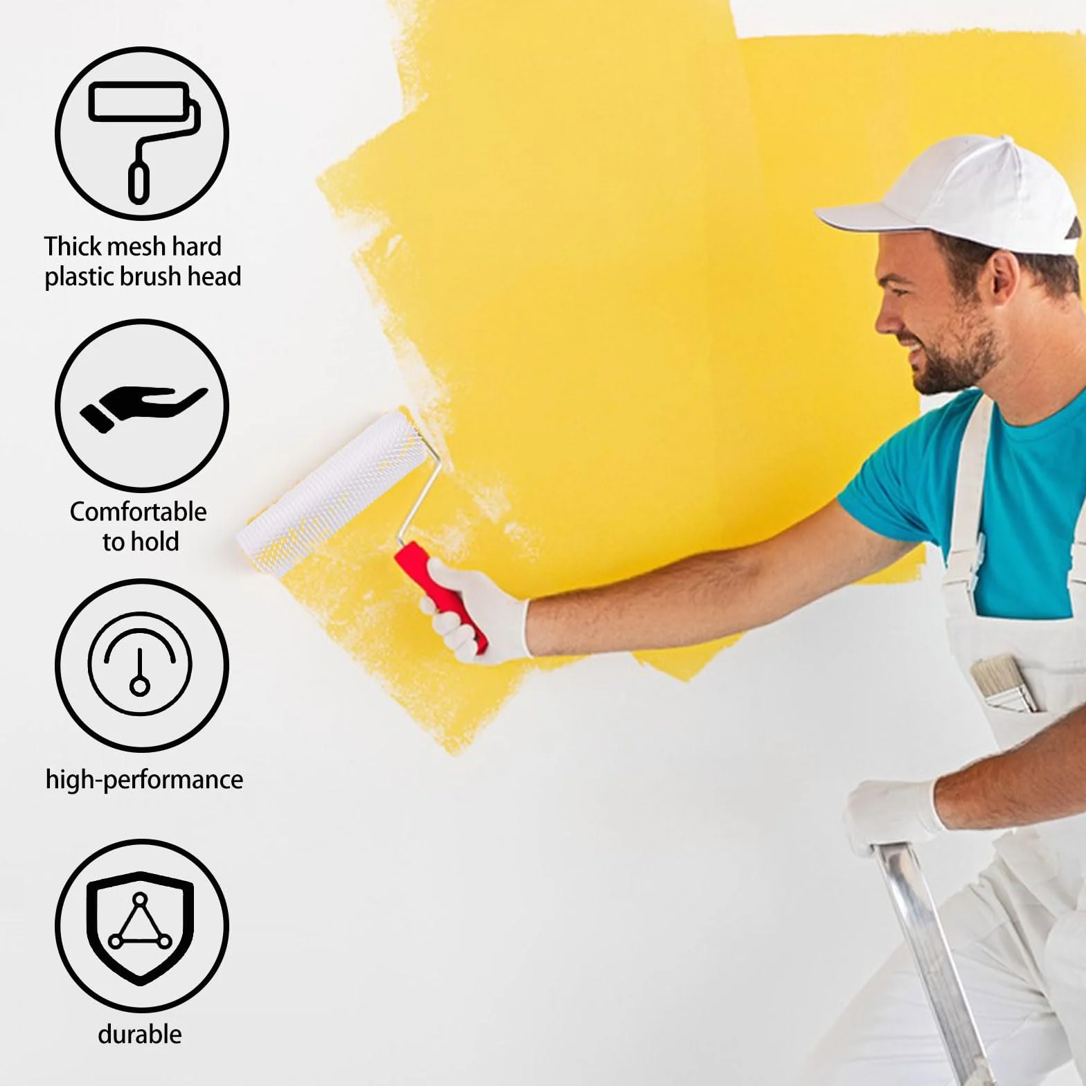 Rullo di compensazione 23 cm rullo di sfiato con asta lunga 1,5 m, rullo di compensazione per unghie per la ventilazione dei rivestimenti del pavimento