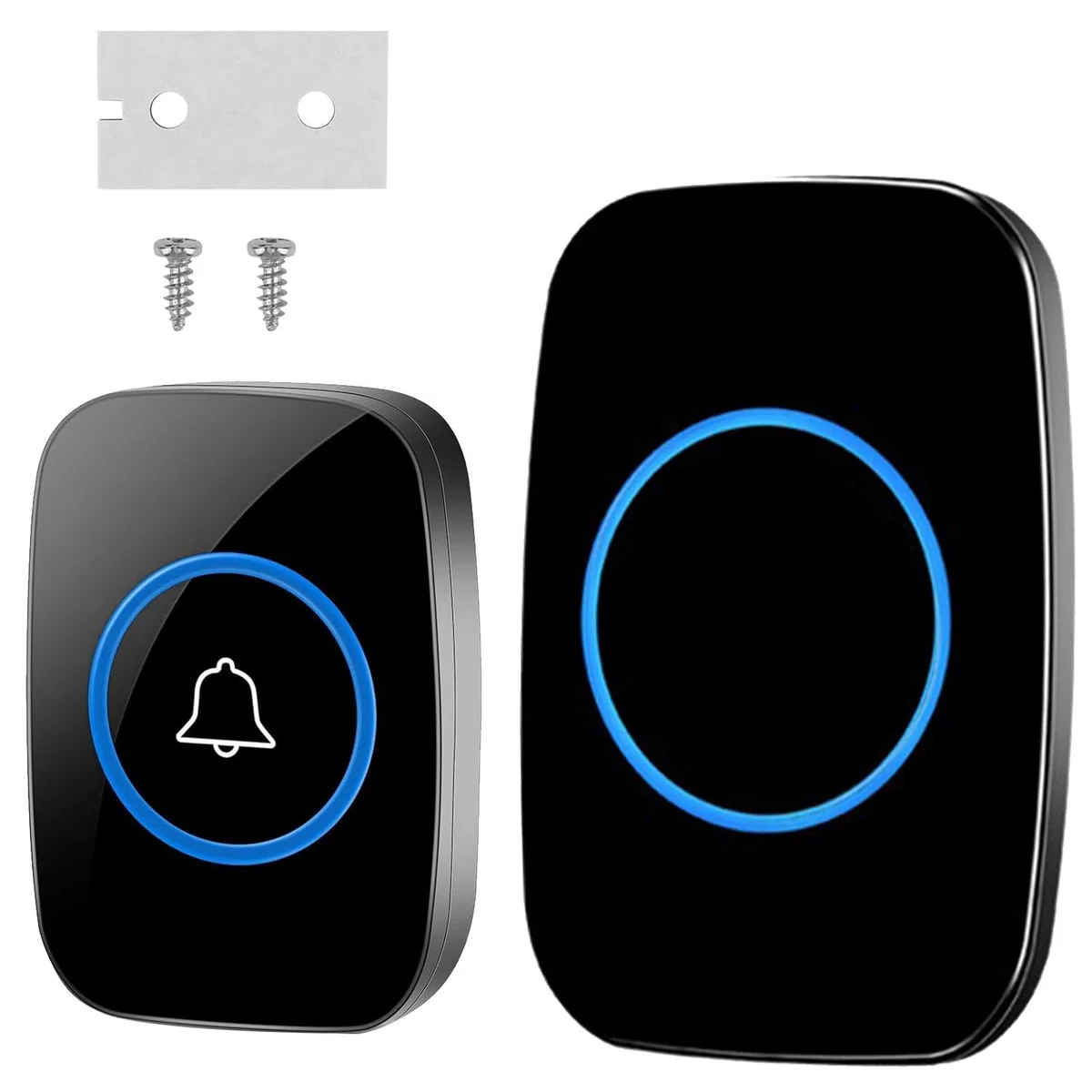 Campanello Senza Fili Impermeabile Esterno, Doorbell con Ricevitore Interno, Campanelli per Appartamenti, Case, Uffici, Campanello Wireless con 6 Volumi Regolabili, 60 Suonerie, Indicatori LED, Nero