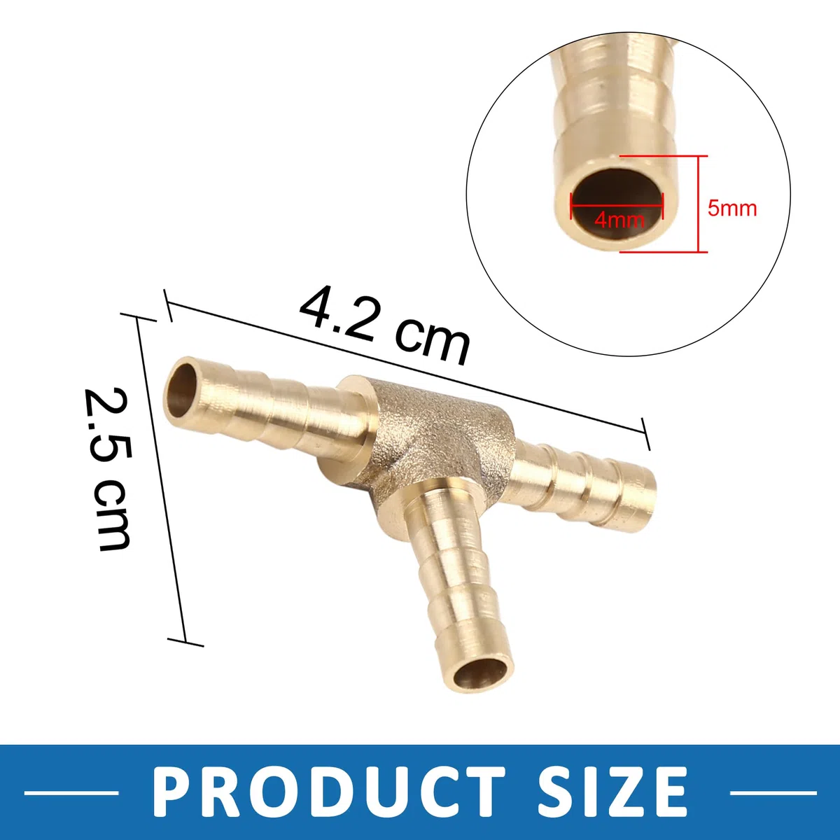 A ABSOPRO Raccordo a T Barb Flessibile Raccordo 3 Vie T Connettore 5mm per Auto Ottone (Set 5)