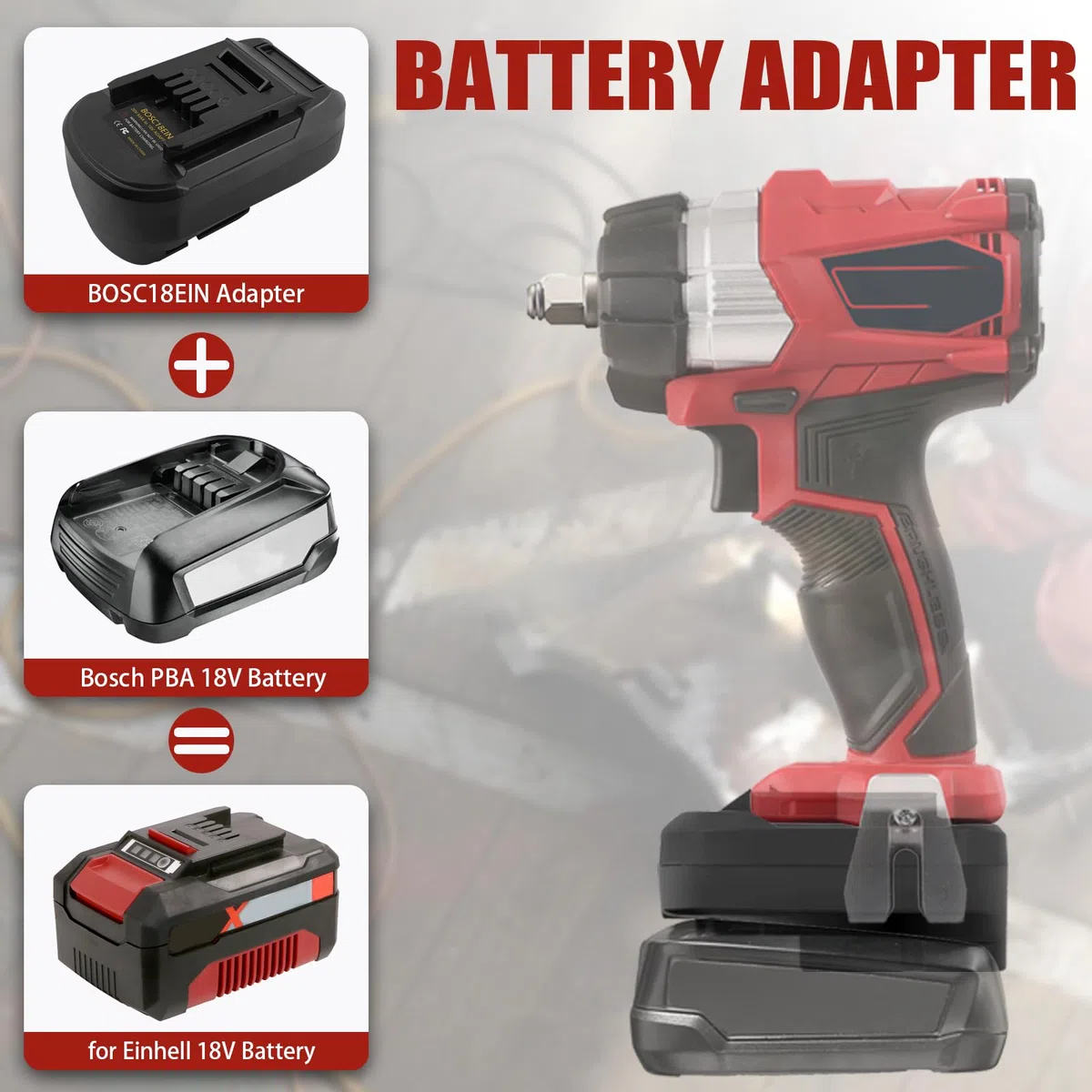 Adattatore convertitore per batteria Bosch PBA da 18 V per utensili elettrici Einhell, BOSC18EIN, adattatore per batteria Bosch Home and Garden, convertitore da 18 V, per strumento Einhell (non GBA)