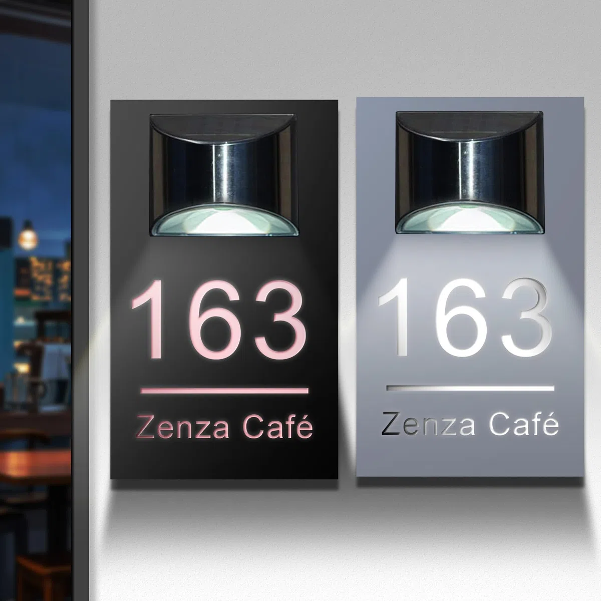 Targhetta solare personalizzata con indirizzo per esterni – Targa impermeabile personalizzata con numero civico con luce LED per cortile, giardino, casa, numeri civici illuminati, regalo per