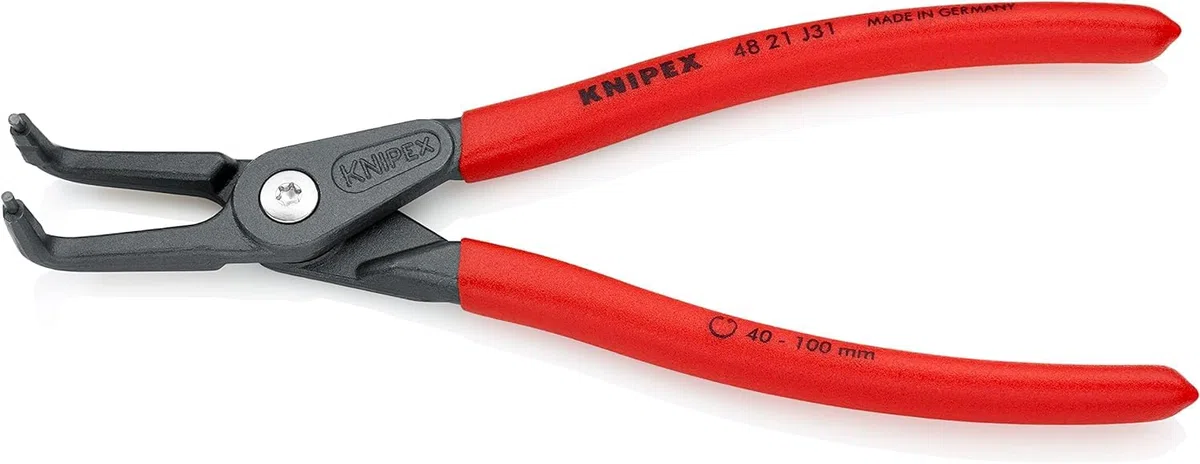 KNIPEX Pinza di precisione per anelli di sicurezza per anelli di sicurezza interni a fori bonderizzata grigia Rivestiti in resina, 48 21 J31