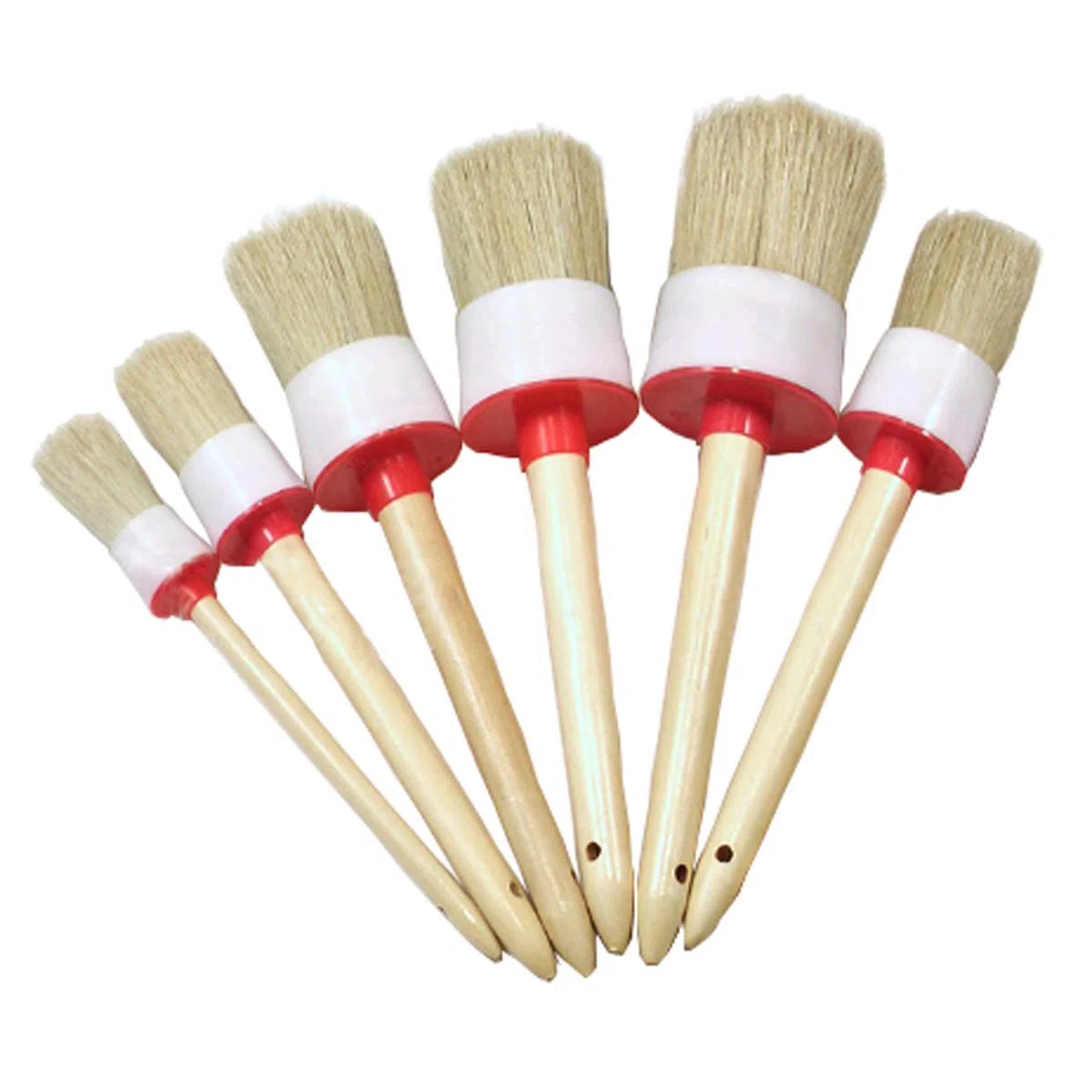 Gesso Cera Pennello Vernice Pennellessa Rotondi con Setole Naturali per Pittura Ceretta Mobili Smaltatura di Ceramica Home Decor Progetti Shabby Chic 6 Pezzi