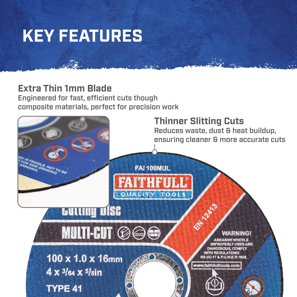 Faithfull - Disco da taglio multiuso, 100 x 1 x 16 mm (Confezione da 10)