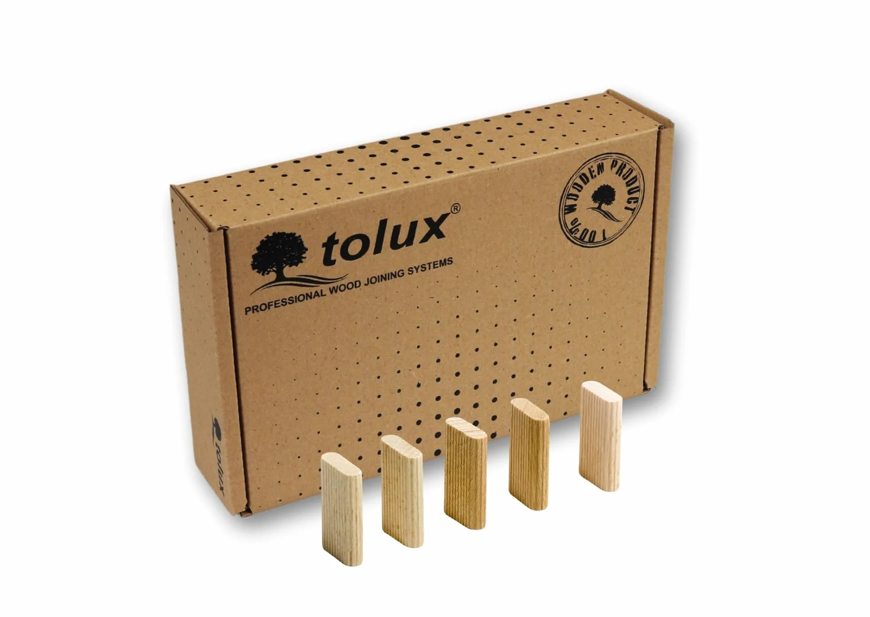 Tolux Tasselli Legno 8x22x50 [mm] 100 pz, Cavicchi legno rettangolare, Compatibile con tutte le fresatrici per giunzioni compresa Festool. Realizzati in legno di faggio di alta qualità.