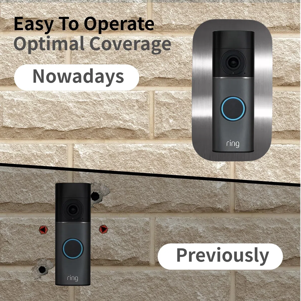 Mascherina in acciaio inox per campanello e video Doorbell Wired Plus cavo & Pro cavo, supporto per campanello – Robusta e accessori per campanello (argento)