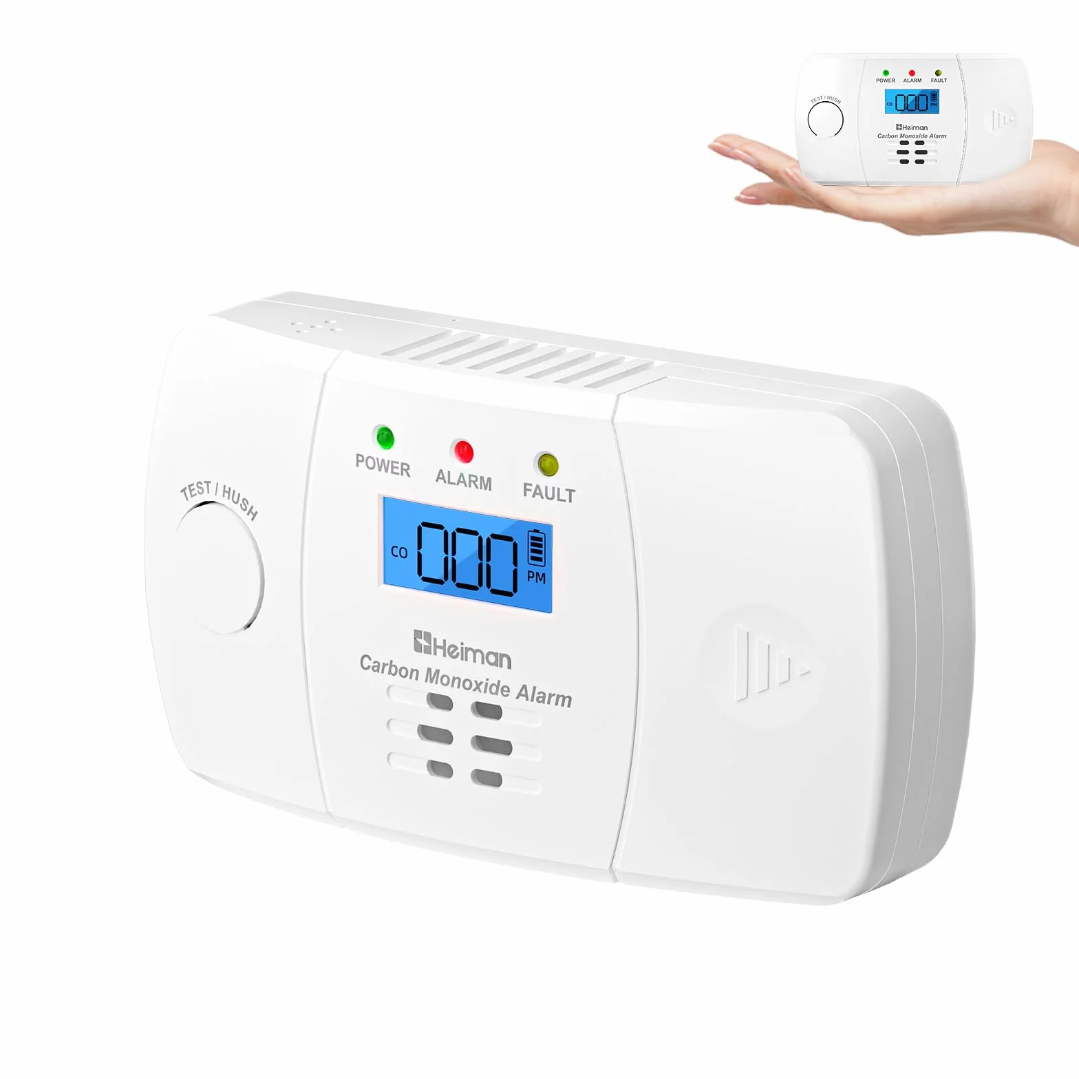 Heiman Rilevatore di Monossido di Carbonio con Display LCD, Sensore Elettrochimico 10 Anni, Allarme 85 dB, Batterie AA Sostituibili 5 Anni, Certificato EN 50291 CE UKCA RoHS – HM-722ESY