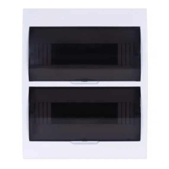 Quadro elettrico da parete 24 moduli DIN con doppia porta trasparente fumé per interno - 33x27.5x10cm