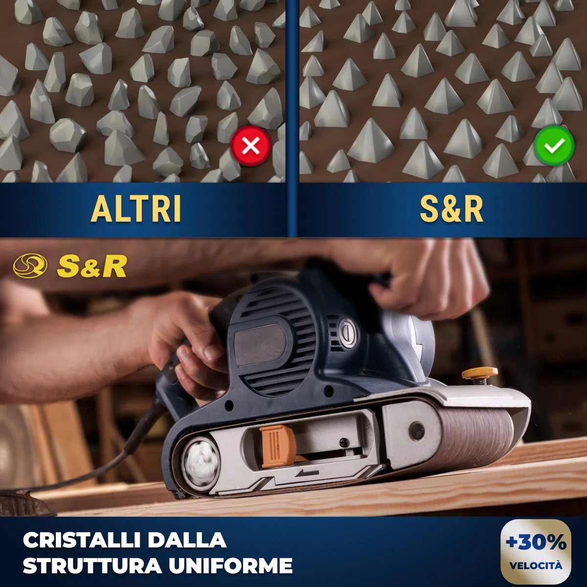 S&R Nastro Abrasivo 75 x 533 mm per Levigatrice a Nastro. Set di 18 Nastri Abrasivi; 3 per ogni Grana P60, P80, P120, P150, P240, P400.