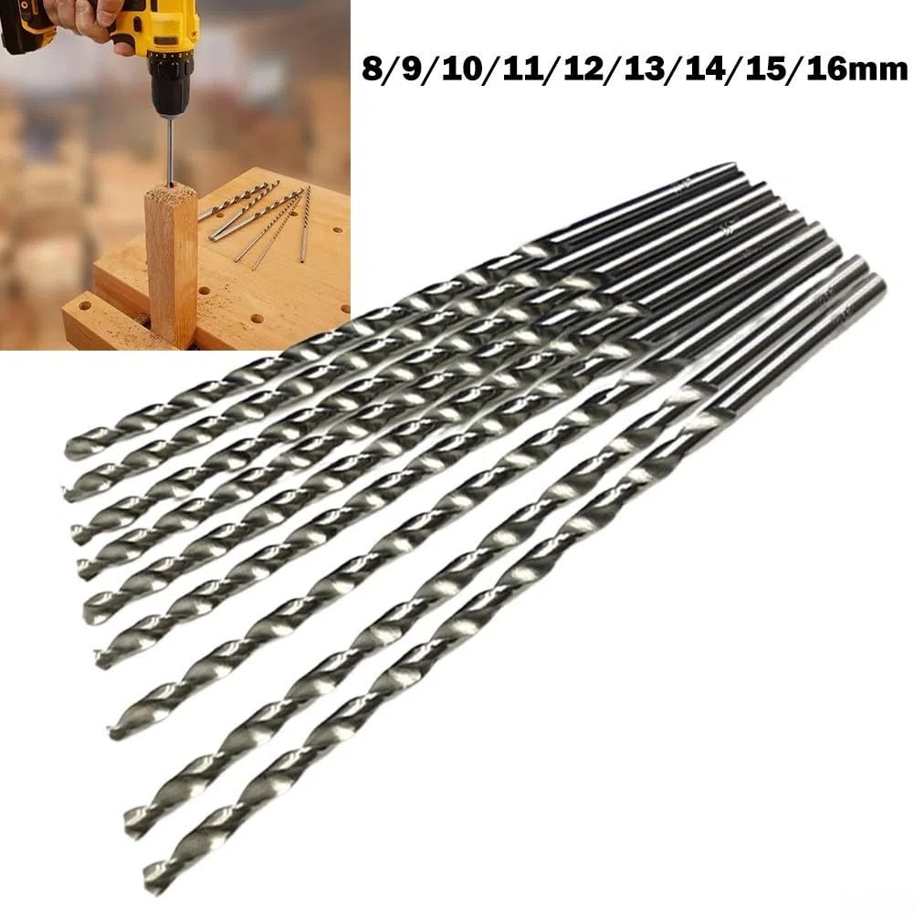 Punte da trapano HSS extra lunghe da 300 mm, perfette per forare in metallo, legno o PVC (12 mm)