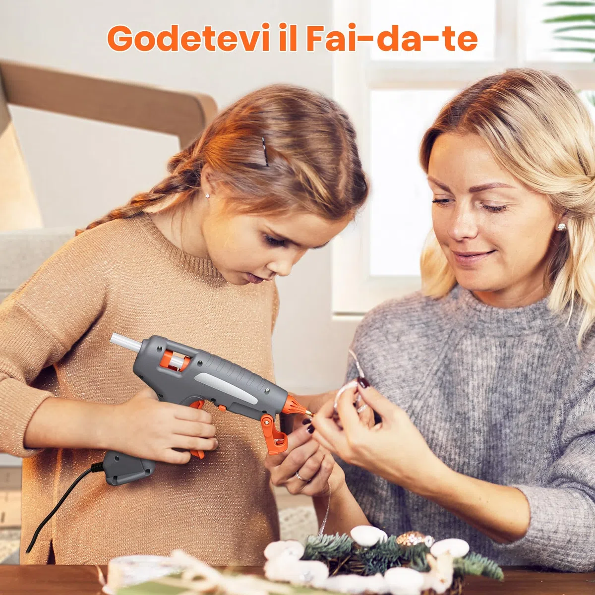 Pistola Colla a Caldo, Pistola caldo colla 200W Professionale, 60s Riscaldamento Rapido, On/Off, con 30pcs 11x150 mm Colla Stick e Borsetta, Adatta per DIY, Uso Domestico, regalo natale, albero natale
